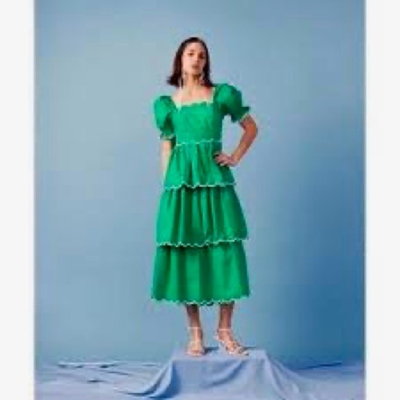 Anthropologie’s English Factory Green Scalloped Maxi Dress - Picture 2 of 10